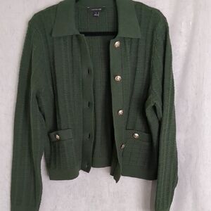 Ann Taylor Green Cardigan Sweater